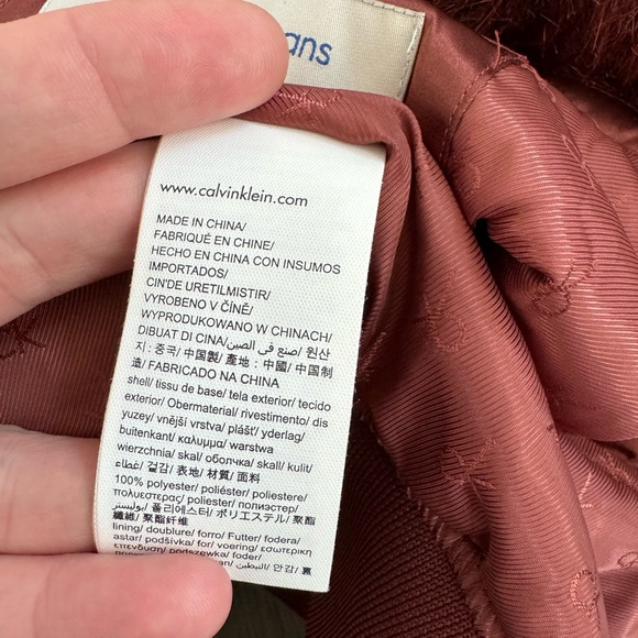 Bomber jacket Red Satin Fur collared M Calvin Klein Jeans - Picture 5 of 12